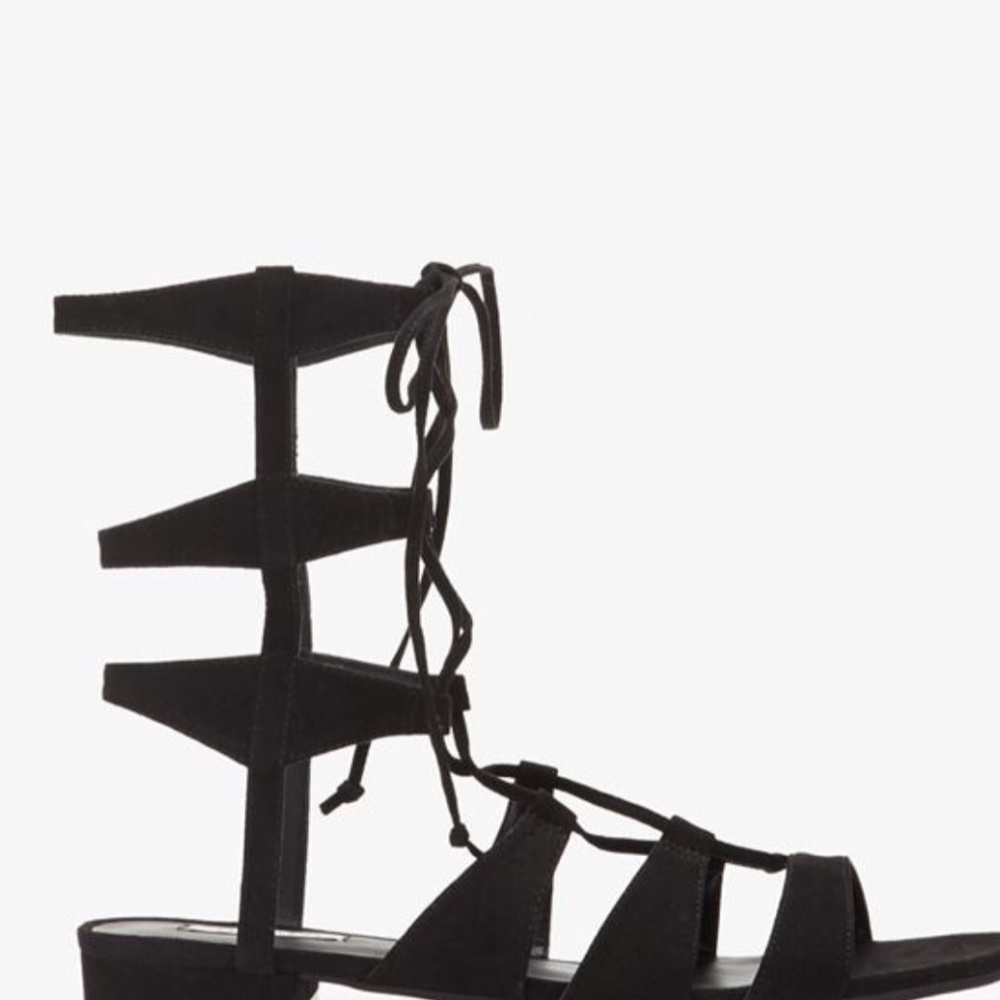 New Black suede lace up strappy Gladiator sandals Strappy shoes black sandals